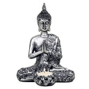 Boeddha Met Kaarshouder Zilverkleurig 20,5 cm