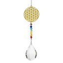 Kristaldruppel Met Chakra Bloem Des Levens Wit