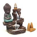 Wierookbrander Backflow Waterval Boeddha Keramiek 12 cm