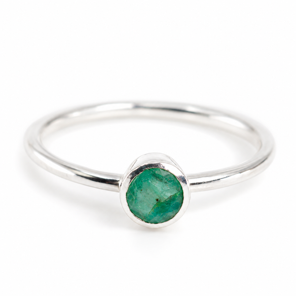 Geboortesteen Ring Smaragd Mei - 925 Zilver - Zilverkleurig (Maat 17)