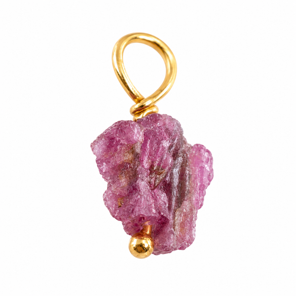 Ruwe Edelsteen Hanger Roze Toermalijn 925 Zilver &amp; Verguld (8 - 12 mm)