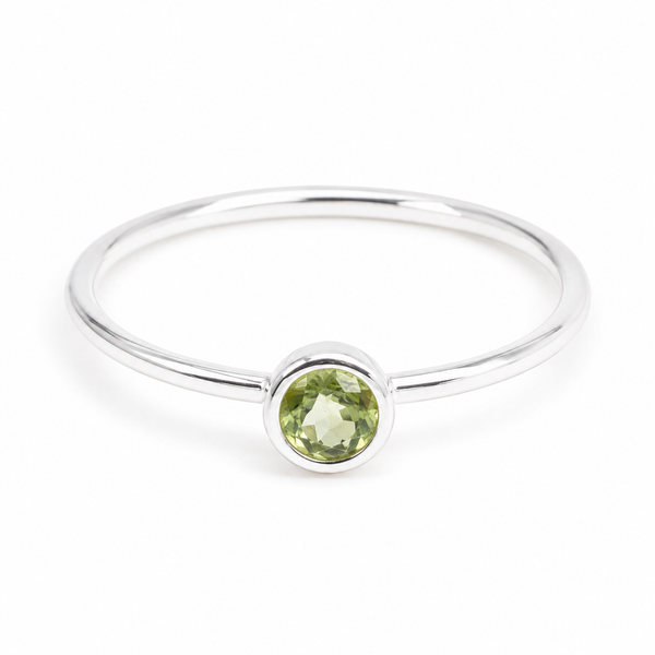 Geboortesteen Ring Peridoot Augustus - 925 Zilver - Zilverkleurig (Maat 17)