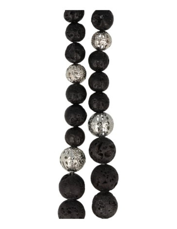 Lavasteen ketting 10 mm met tussenkraal