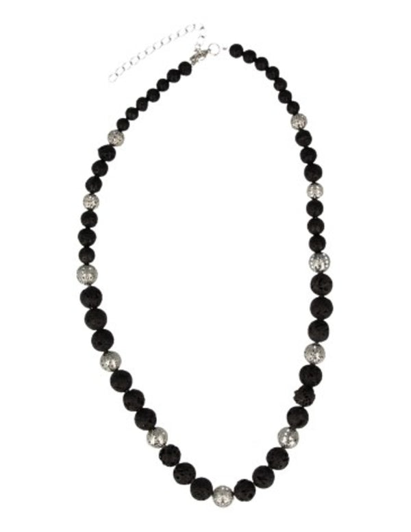 Lavasteen ketting 10 mm met tussenkraal