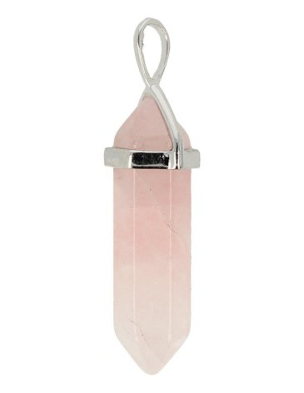 Roze kwarts dubbeleinder hanger