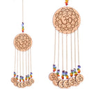 Feng Shui Ohm Hanger MDF Hout Glazen Steentjes Messing Kettinkjes Zeven Chakra Kleuren