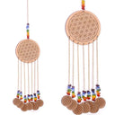 Feng Shui Bloem des Levens Hanger MDF Hout Glazen Steentjes Messing Kettinkjes Chakra Kleuren