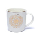 Theemok Met Roestvrijstalen Zeef Mandala Wit Bone China Porselein ±400 ml