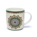 Theemok Met Zeef Mandala Bone China Porselein Groen ±400 ml