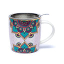 Theemok Met Zeef Mandala Bone China Porselein Turquoise ±400 ml