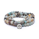 Edelsteen Armband Amazoniet Mala Met Lotus 8 mm Kralen