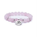 Armband Mala Rozenkwarts Met Ohm Symbool Elastisch