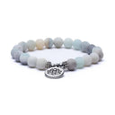 Edelsteen Armband Mala Amazoniet Met Lotus Geregen Op Elastiek