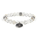 Armband Mala Elastisch Met 21 Kralen Bergkristal En Boeddha Bedeltje