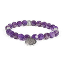 Mala Armband Elastisch Met 21 Amethist Kralen En Lotus Symbool