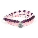 Mala Met Rozenkwarts En Amethist Elastisch Met Ohm En Lotus Symbool
