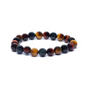 Armband Elastisch Met Tijgeroog Valkenoog En Kattenoog Kralen 8mm