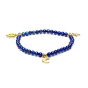 Armband Lapis Lazuli Met Metalen Bedels Sterren Maan Zon 4mm