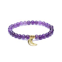 Armband Amethist Met Maan Bedel Elastisch 6mm