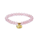 Armband Aardbeienkwarts Elastisch Met Metalen Hart En Maan Bedel 6mm