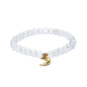 Armband Maansteen Met Metalen Maan Bedel Elastisch 6mm