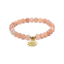 Armband Zonnesteen Met Metalen Zon Bedel 6mm Elastisch