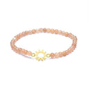 Armband Zonnesteen Met Metalen Zon Bedel 4mm Elastisch