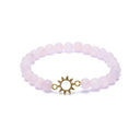 Armband Rozenkwarts Metalen Zon Bedel 6mm Elastisch