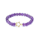 Armband Amethist Met Metalen Ster Bedel 6mm Elastisch