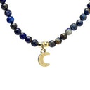 Halsketting Lapis Lazuli Met Maan Hanger Verstelbaar ±37 cm