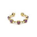 Verstelbare Open Ring Goudkleurig Met Zeven Amethist Steentjes ±2 cm