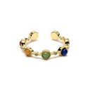 Open Verstelbare Ring Met 7 Chakra-Steentjes Goudkleurig ±2 cm