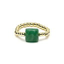 Ring Elastisch Facetgeslepen Groene Aventurijn Goudkleurige Metalen Kralen ±2 cm