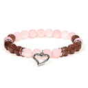 Edelsteen Armband Rozenkwarts Aardbeienkwarts Met Hart Bedel