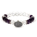 Armband Met Bergkristal En Amethist En Bloem Des Levens Bedel