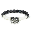 Elastische Armband Labradoriet Witte Agaat Met Ohm Bedel