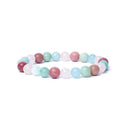 Armband Elastisch Met Aquamarijn Rozenkwarts Amazoniet Thuliet 0,8 cm