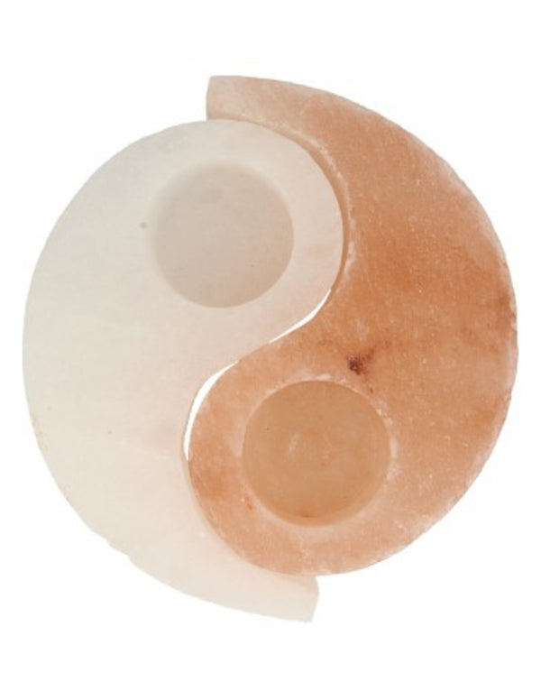 Zoutsteen yin yang theelichthouder