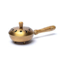 Wierookbrander Pan Model Messing Met Deksel En Mangohouten Handvat 21x10cm