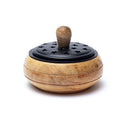 Wierookbrander Mangohout Met IJzeren Binnenwerk En Deksel 9x7cm