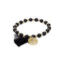 Armband Zwarte Toermalijn En Hematiet Met Levensboom En Kwastje 4~6 Mm