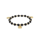 Armband Zwarte Toermalijn En Hematiet Met Levensboom Bedels En Kwastje 4~6 Mm
