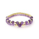Armband Edelsteen Amethist En Hematiet Set Van 2 Elastisch 3~8 mm