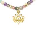 Verstelbare Halsketting Lotus Aardbeienkwarts Amazoniet Citrien Amethist Rookobsidiaan Hematiet 4 Mm