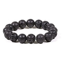 Armband Lavasteen Zwart Elastisch 16 cm