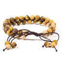 Armband Landschapsjaspis Met Dubbele Rij Kralen Diameter 0.5 mm Verstelbaar