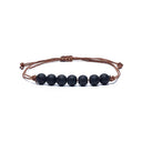 Armband Met 7 Kralen Van Obsidiaan Met Koord Verstelbaar