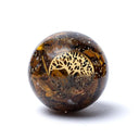Orgoniet Bol Met Tijgeroog En Levensboom Motief Uit India Kunsthars 5,5 cm