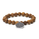 Mala Armband Met Bloem Des Levens Bedeltje Wengé Hout Elastisch