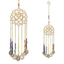 Feng Shui Decoratie Met OHM- en Chakra Symbolen Van Goudkleurig Metaal ±40x8 cm
